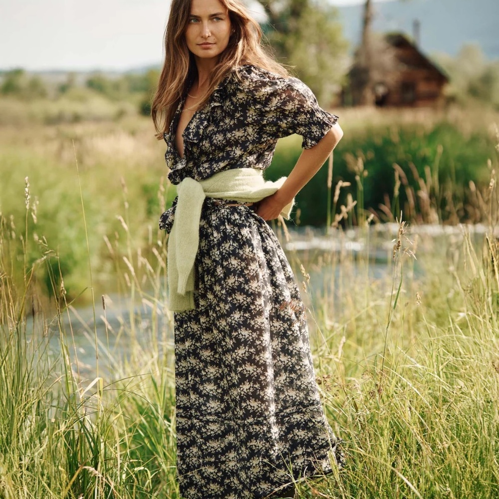 NWT Doen Marcie Skirt Noir Rosier Floral Size Large (Retail: $248)